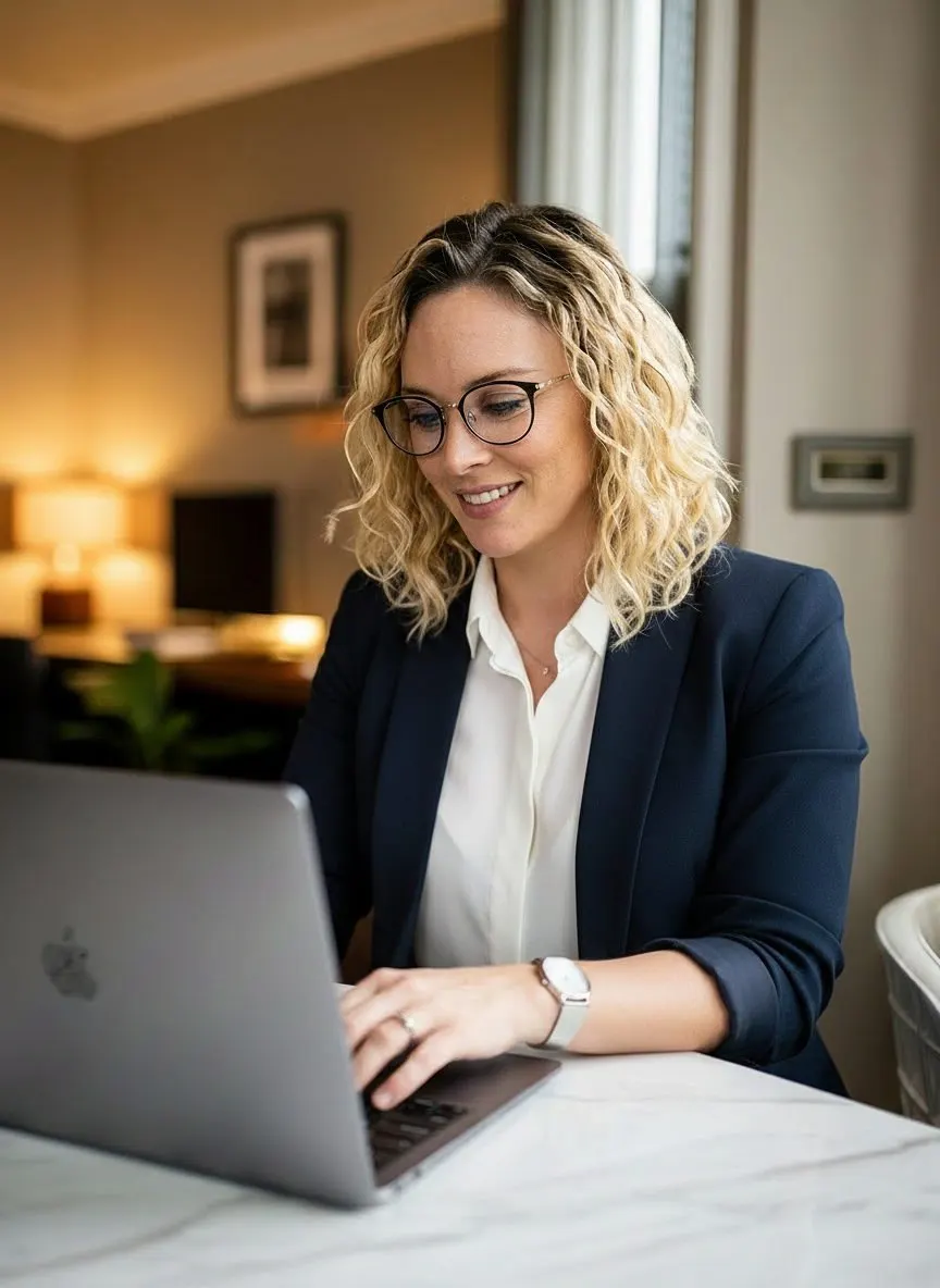 Yadira Colina trabajando en el posicionamiento en Google de un negocio